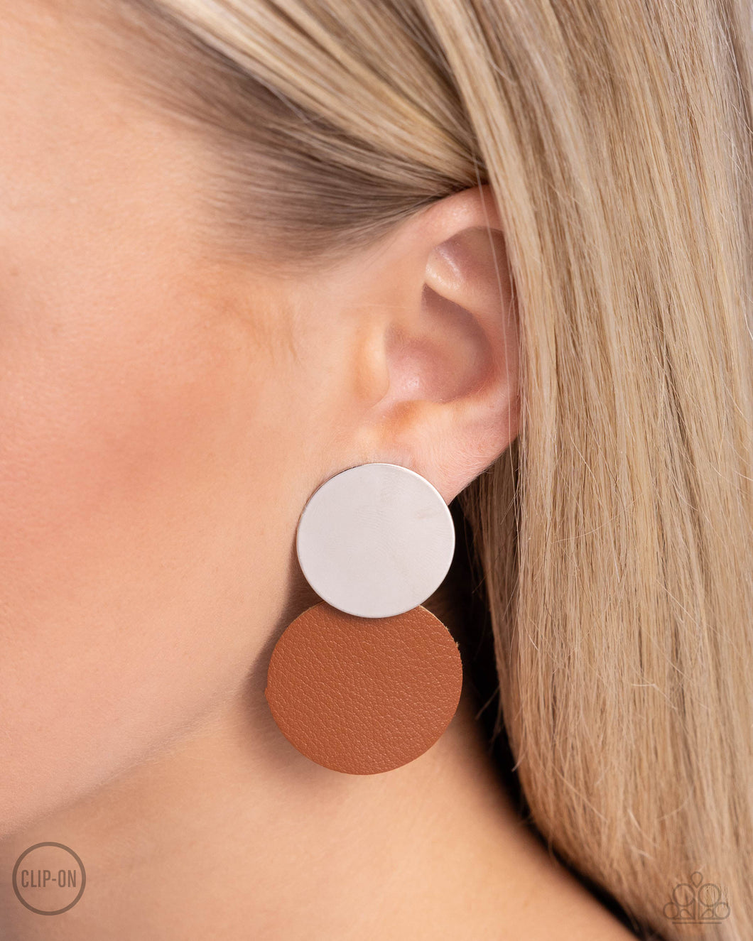 Paparazzi Leather Leader - Brown earring