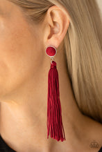 Load image into Gallery viewer, Tightrope Tassel - Red earrings
