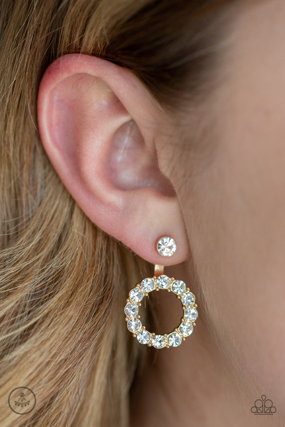 Diamond Halo - Gold earrings