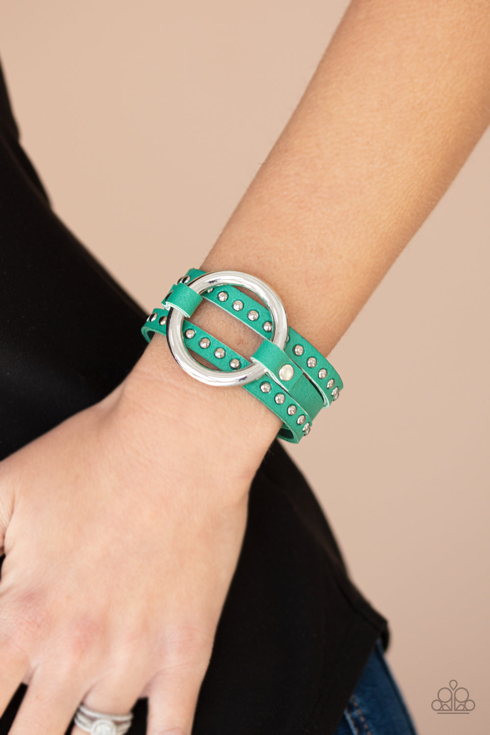 Studded Statement-Maker - Green bracelet