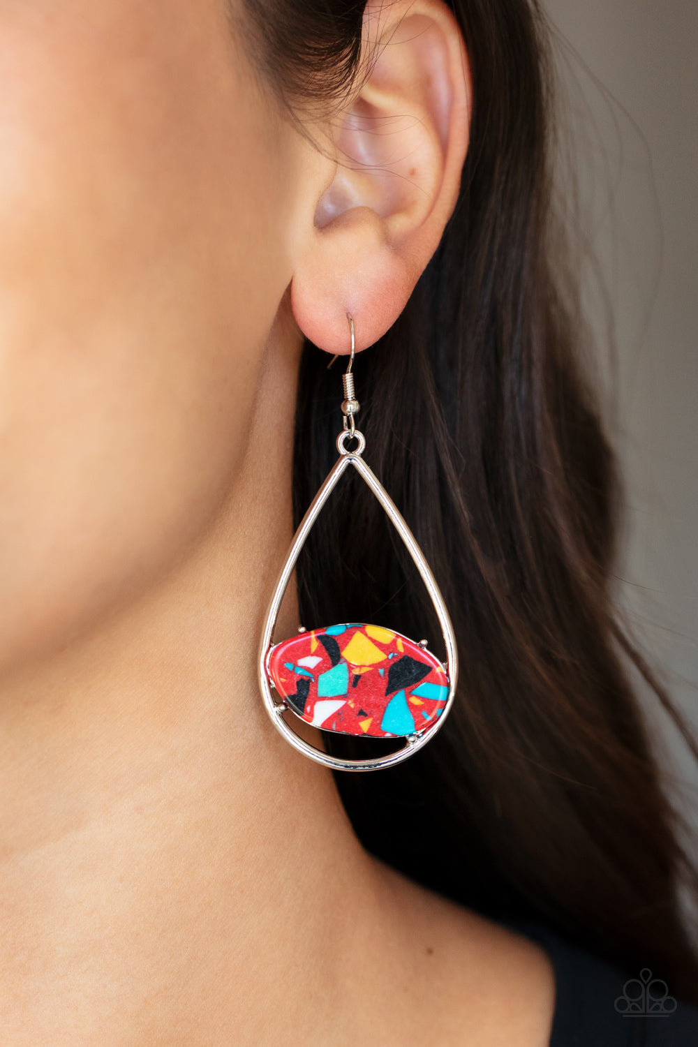 Tropical Terrazzo -Red earring