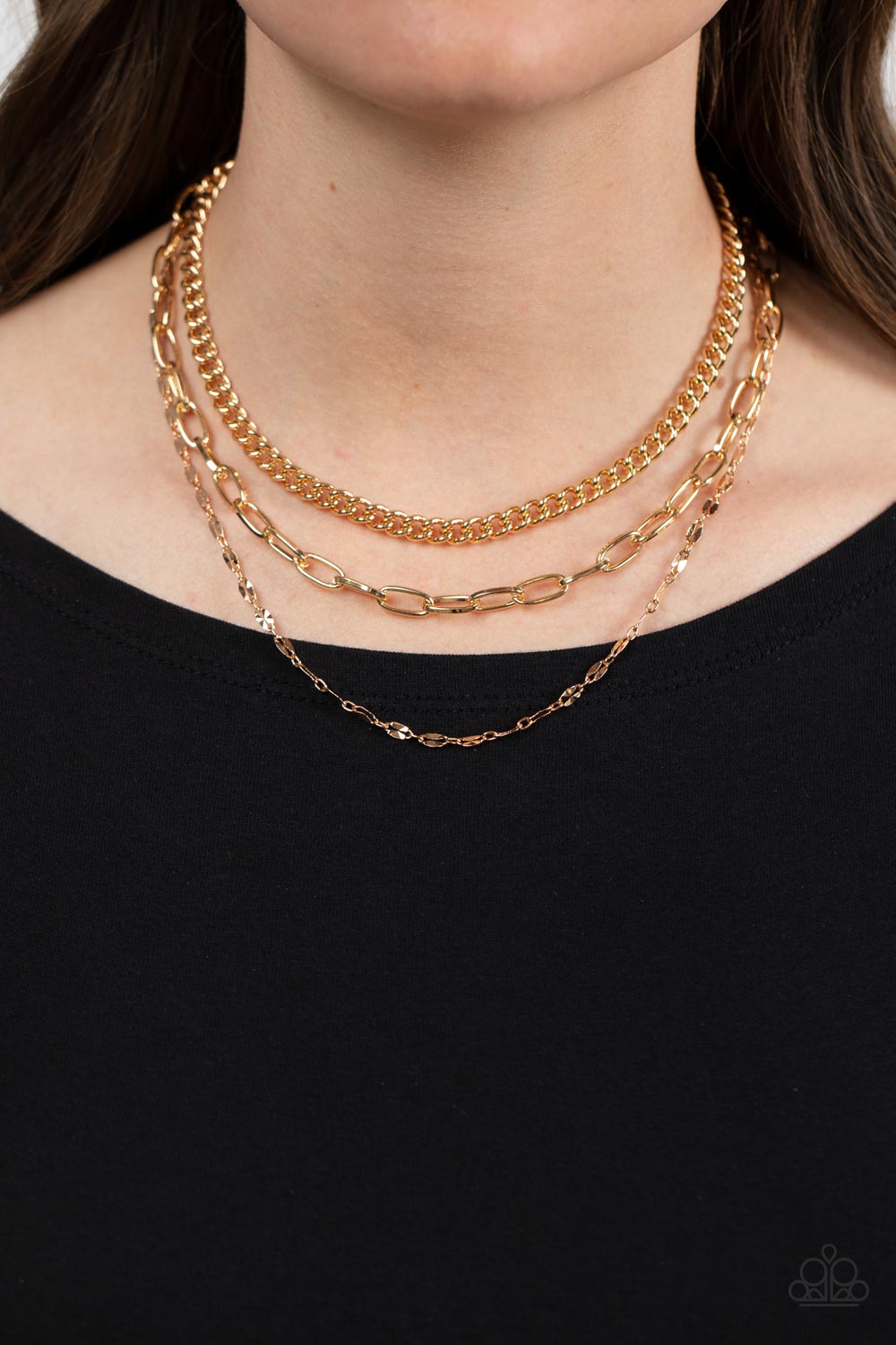 Paparazzi Galvanized Grit - Gold necklace