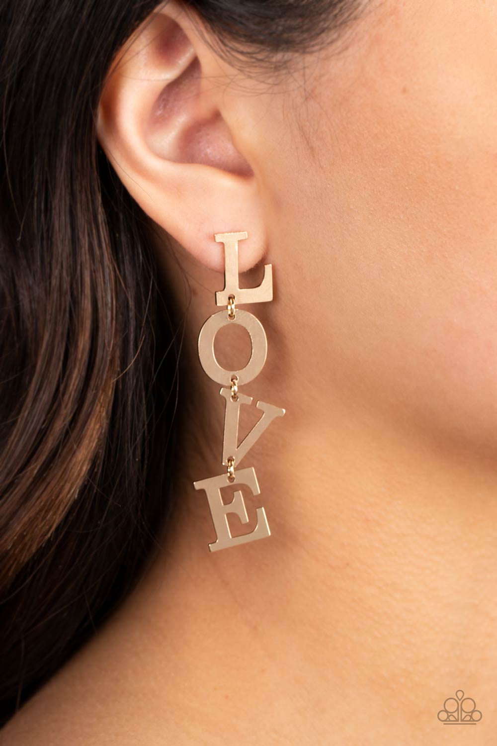 Paparazzi L-O-V-E - Gold earring