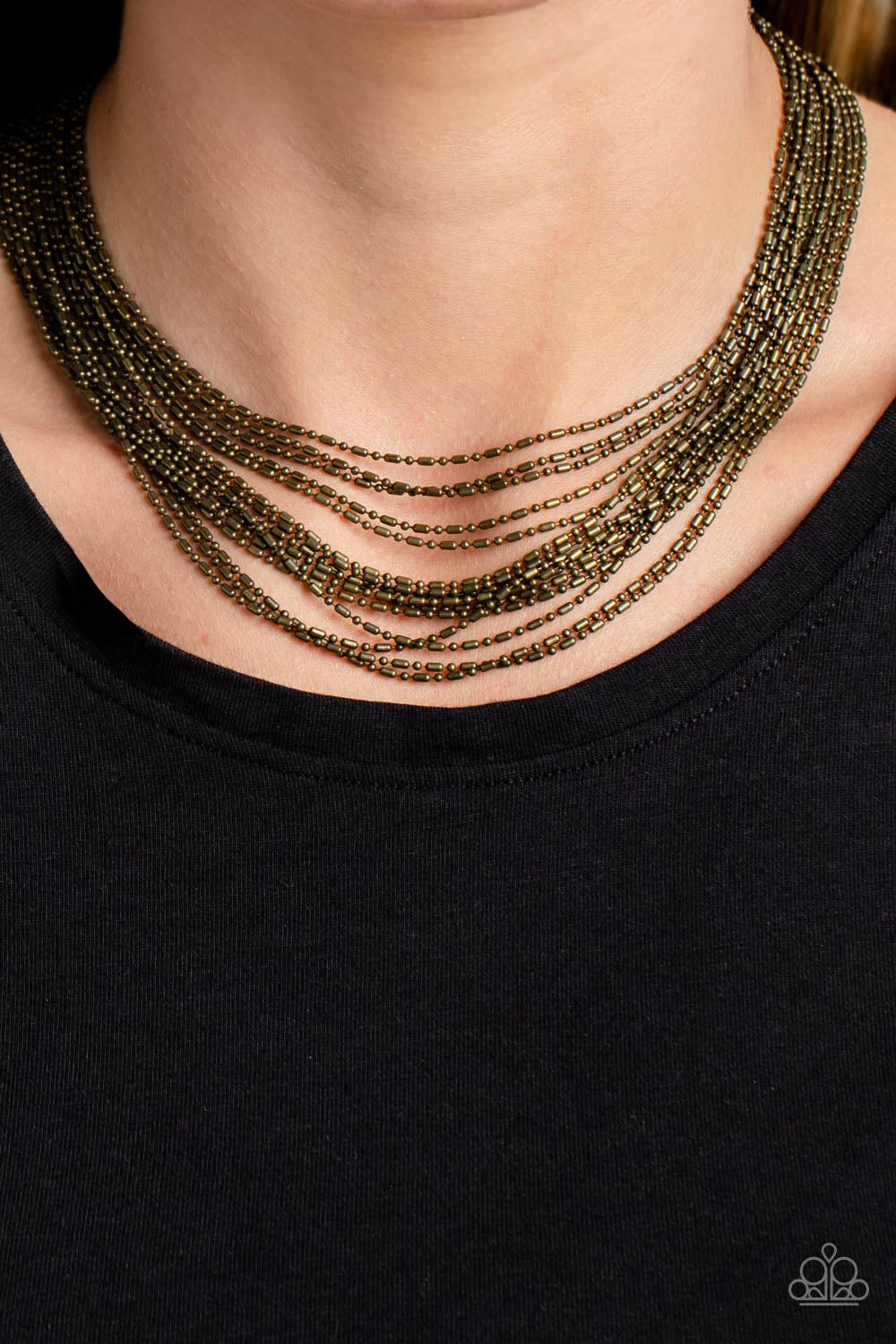 Paparazzi Cascading Chains - Brass necklace