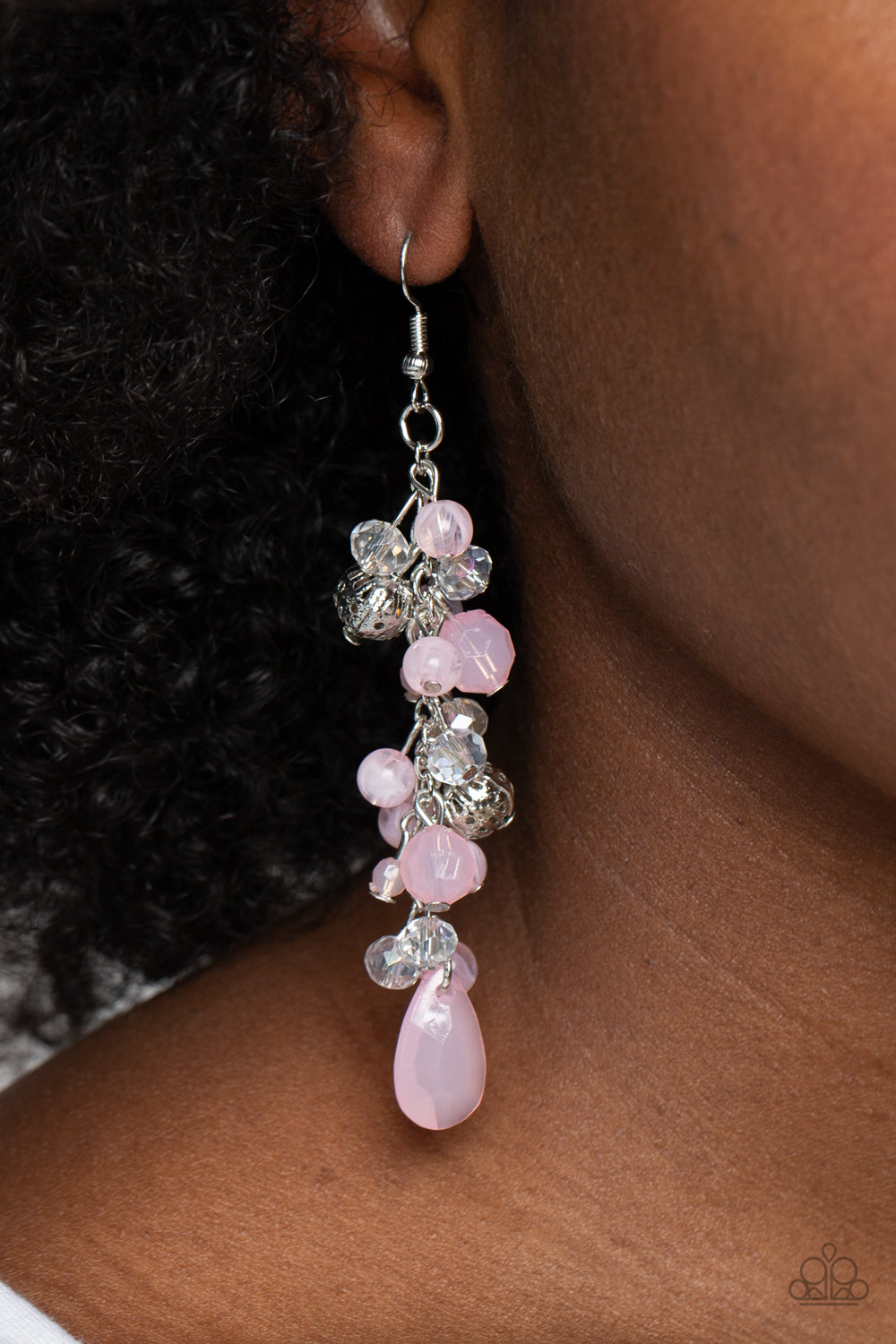 Paparazzi Cheeky Cascade - Pink earring