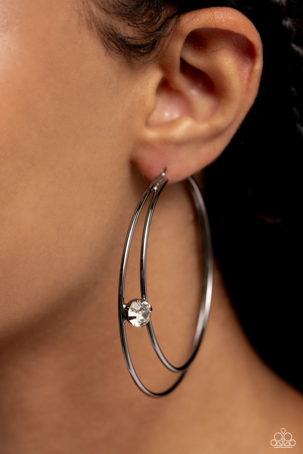 Paparazzi Theater HOOP - Black earring