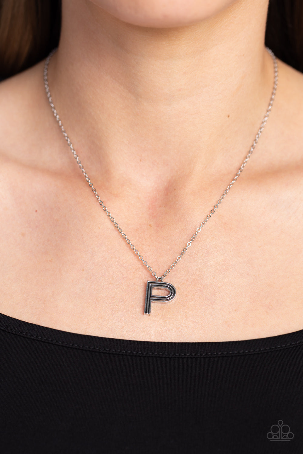 Paparazzi Leave Your Initials - Silver - P - necklace