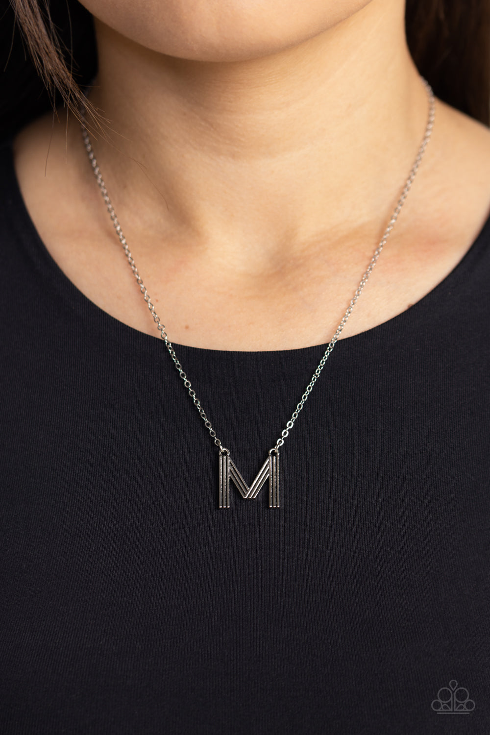 Paparazzi Leave Your Initials - Silver - M - necklace