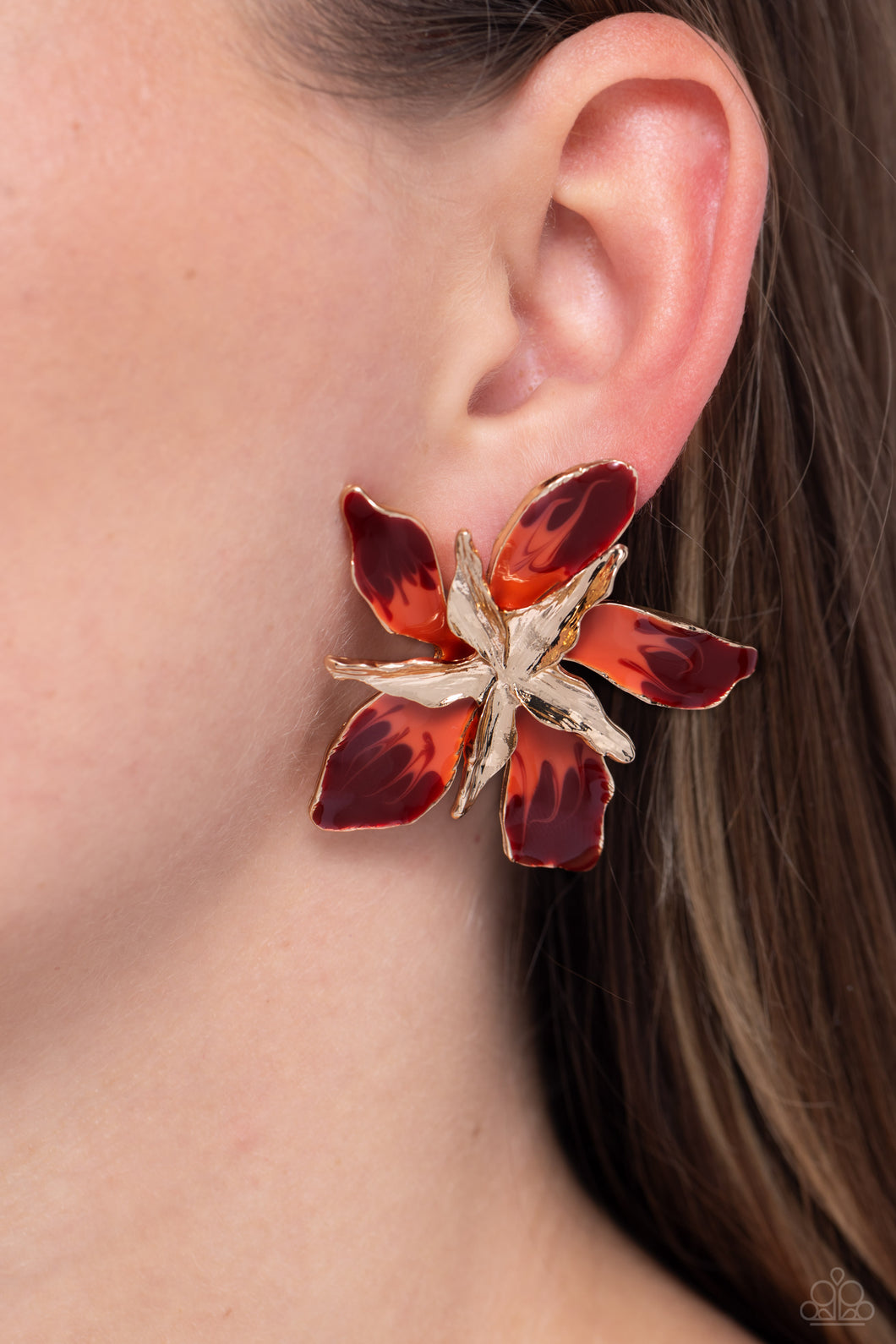 Paparazzi Warped Wallflower - Red earring