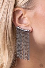 Load image into Gallery viewer, Paparazzi Feuding Fringe - Black earring
