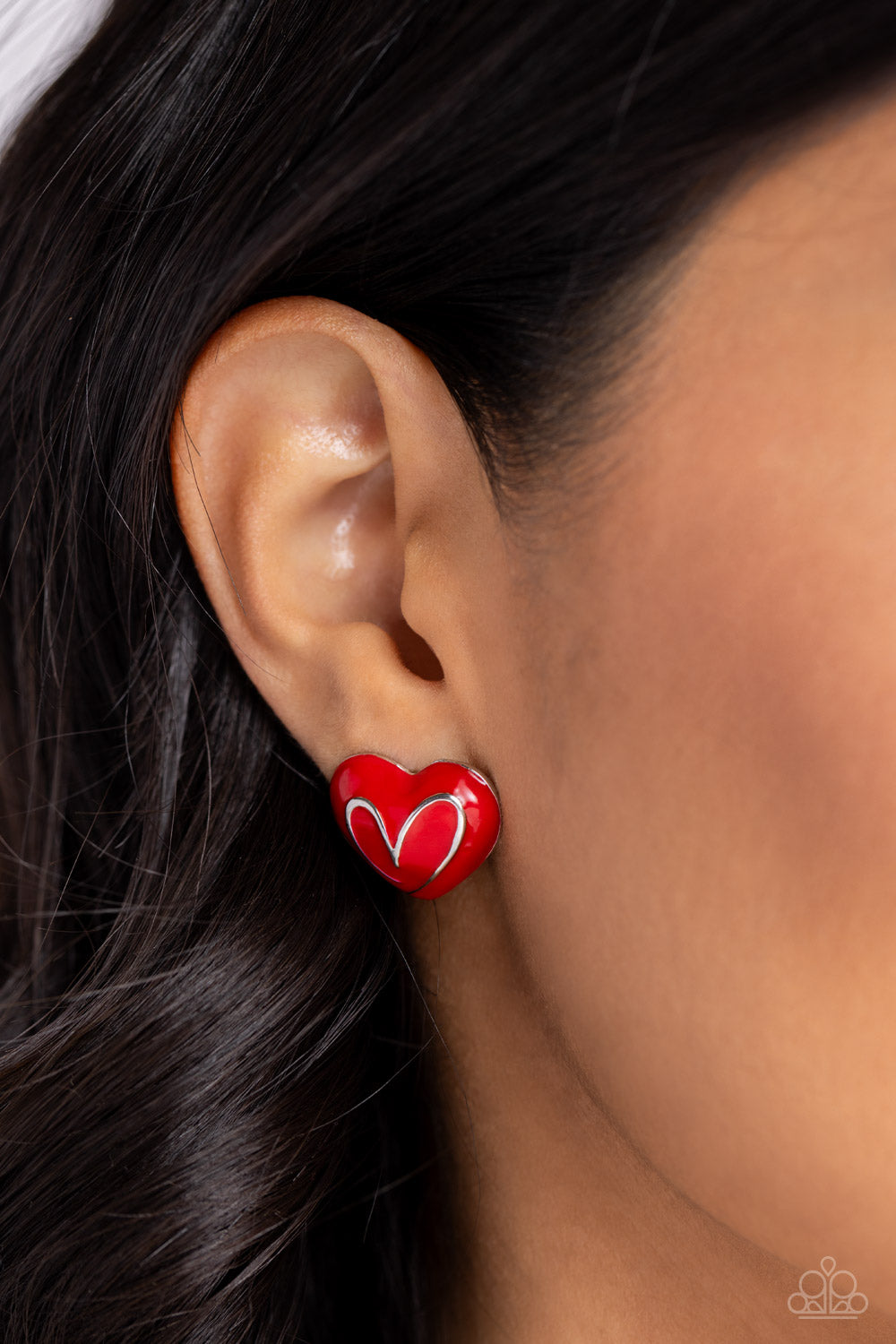 Paparazzi Glimmering Love - Red earring