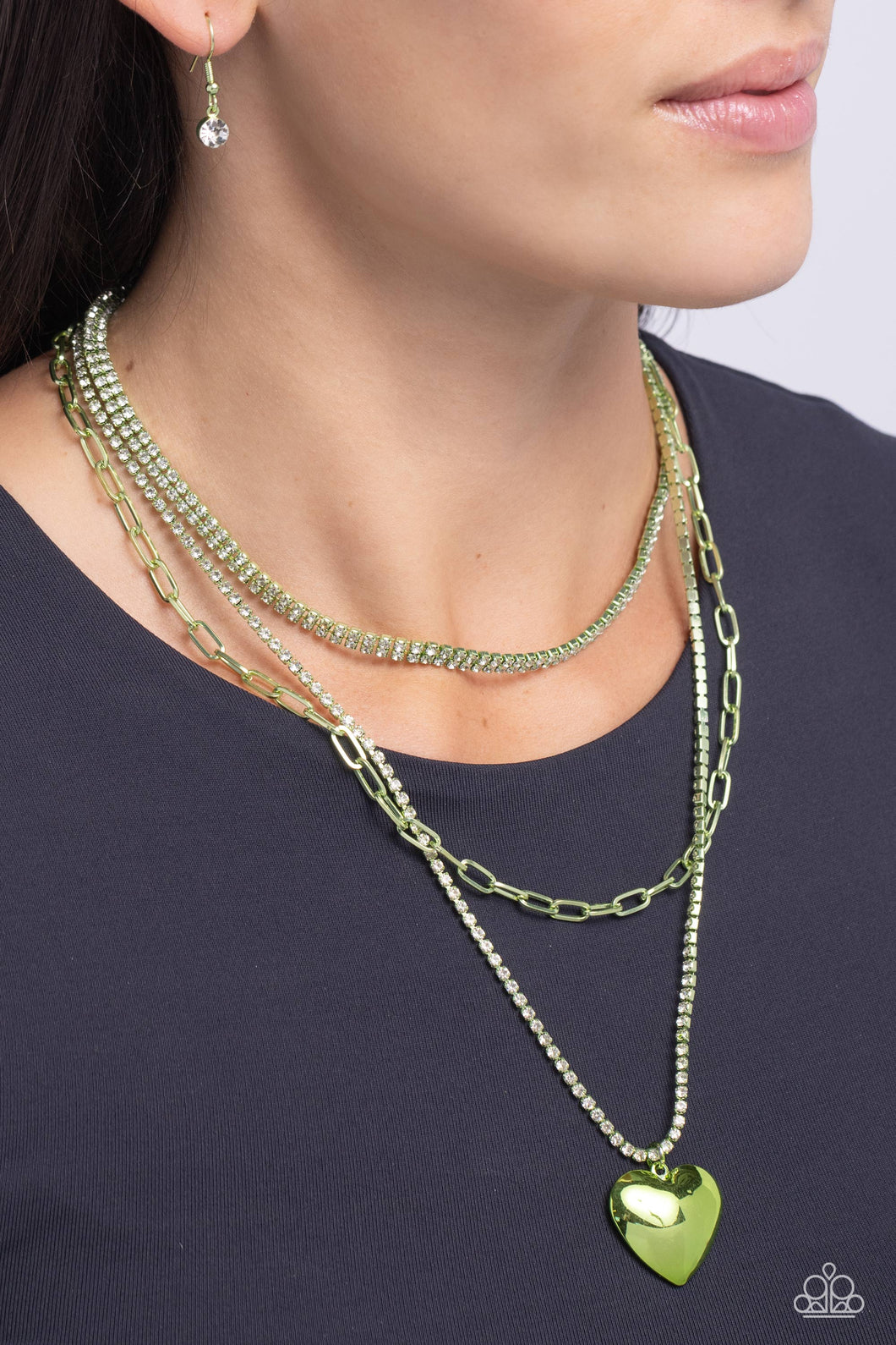 Paparazzi Caring Cascade - Green necklace